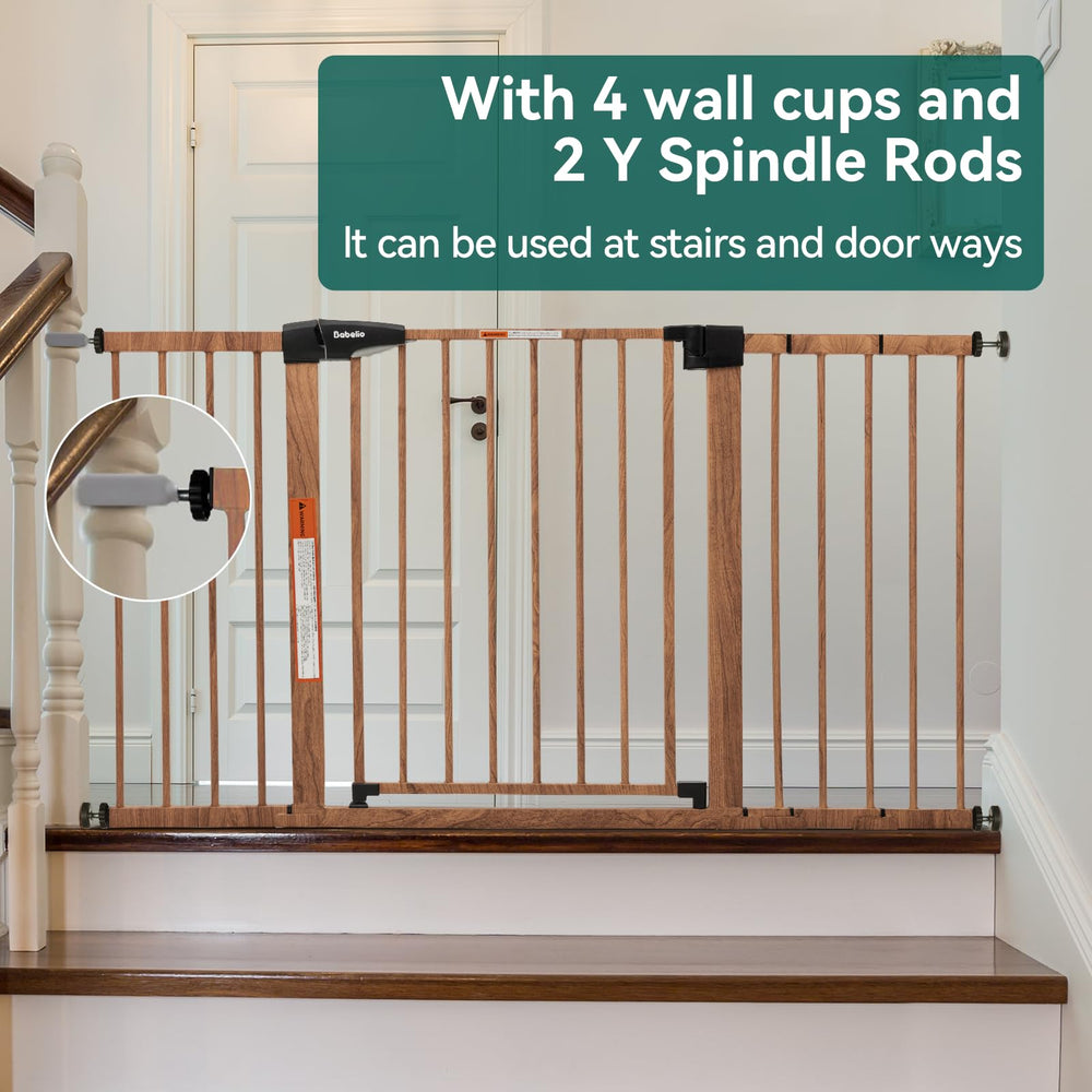 Babelio Auto Close Gate closed with auto-close feature visible in brown wood finish