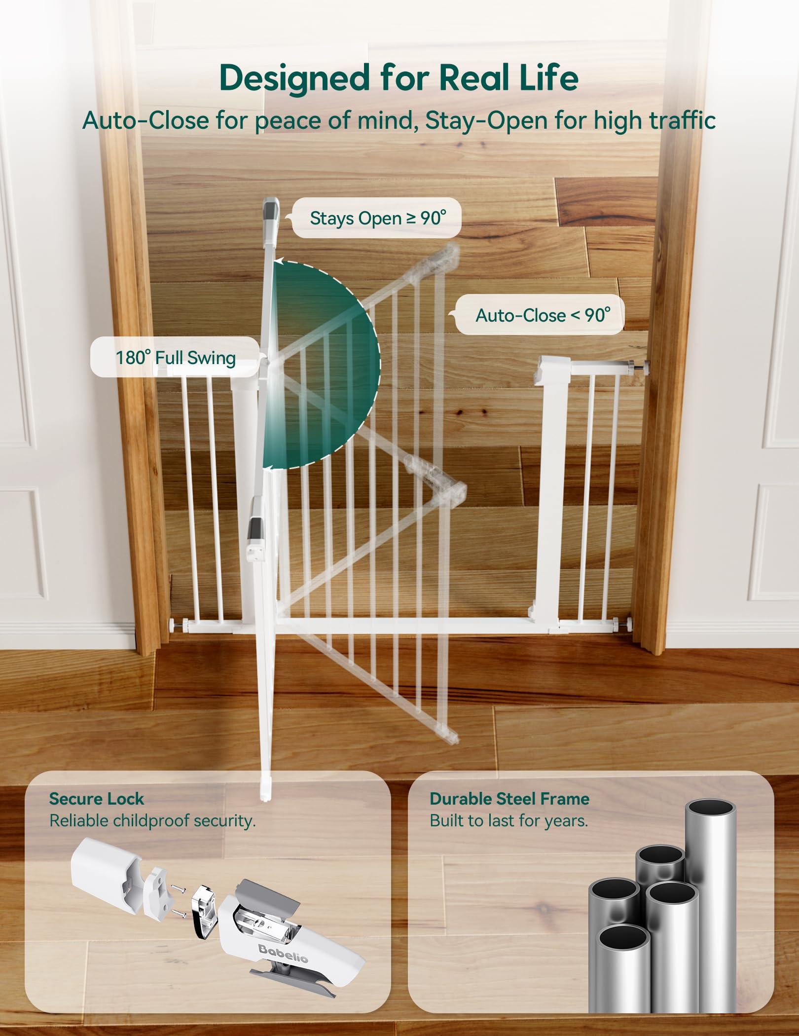 BABELIO 30-inch height provides sturdy containment for kids and pets.