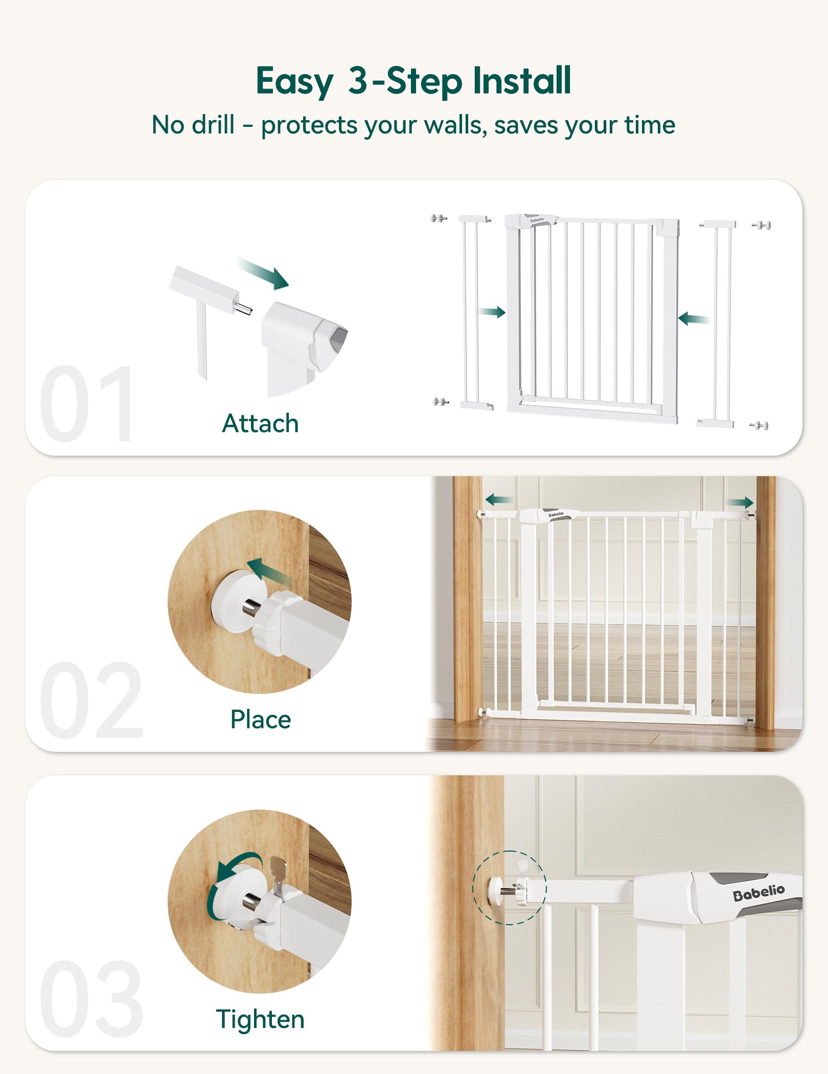 BABELIO pressure-mounted installation for tool-free setup.