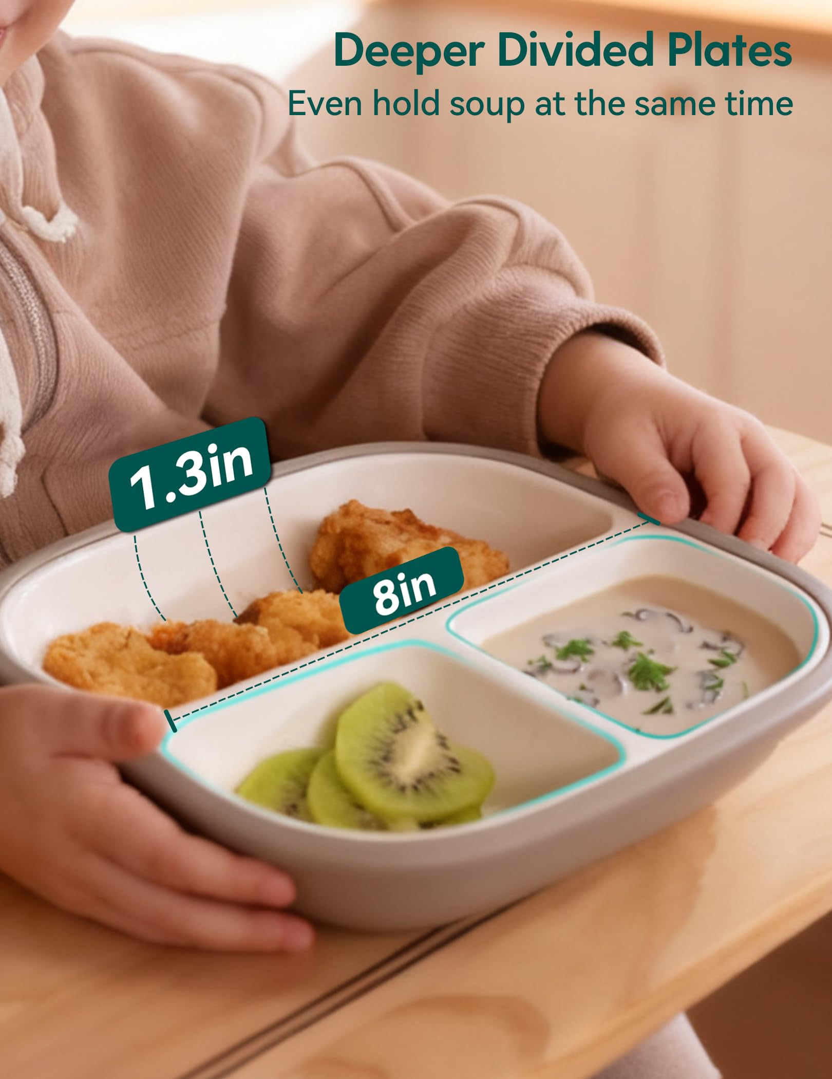 BABELIO microwave and dishwasher safe plate for quick cleanup.