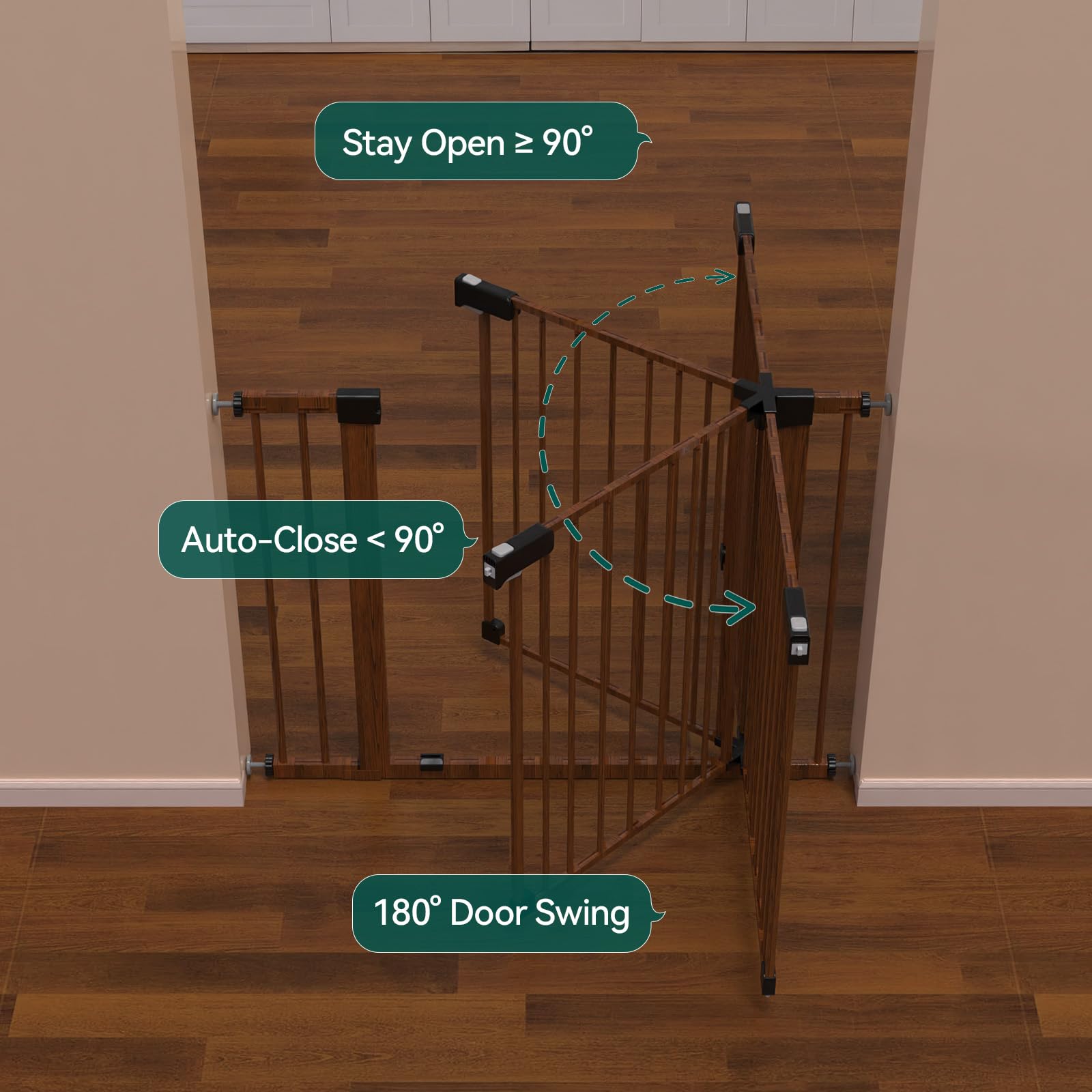 BABELIO gate's pressure-mount setup for quick, tool-free doorway installation