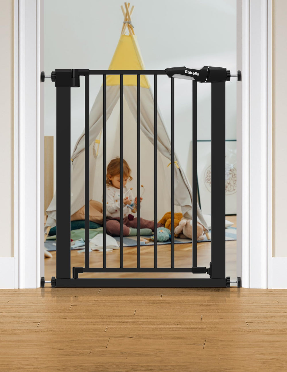 BABELIO extension-free narrow gate fits tight doorways safely.