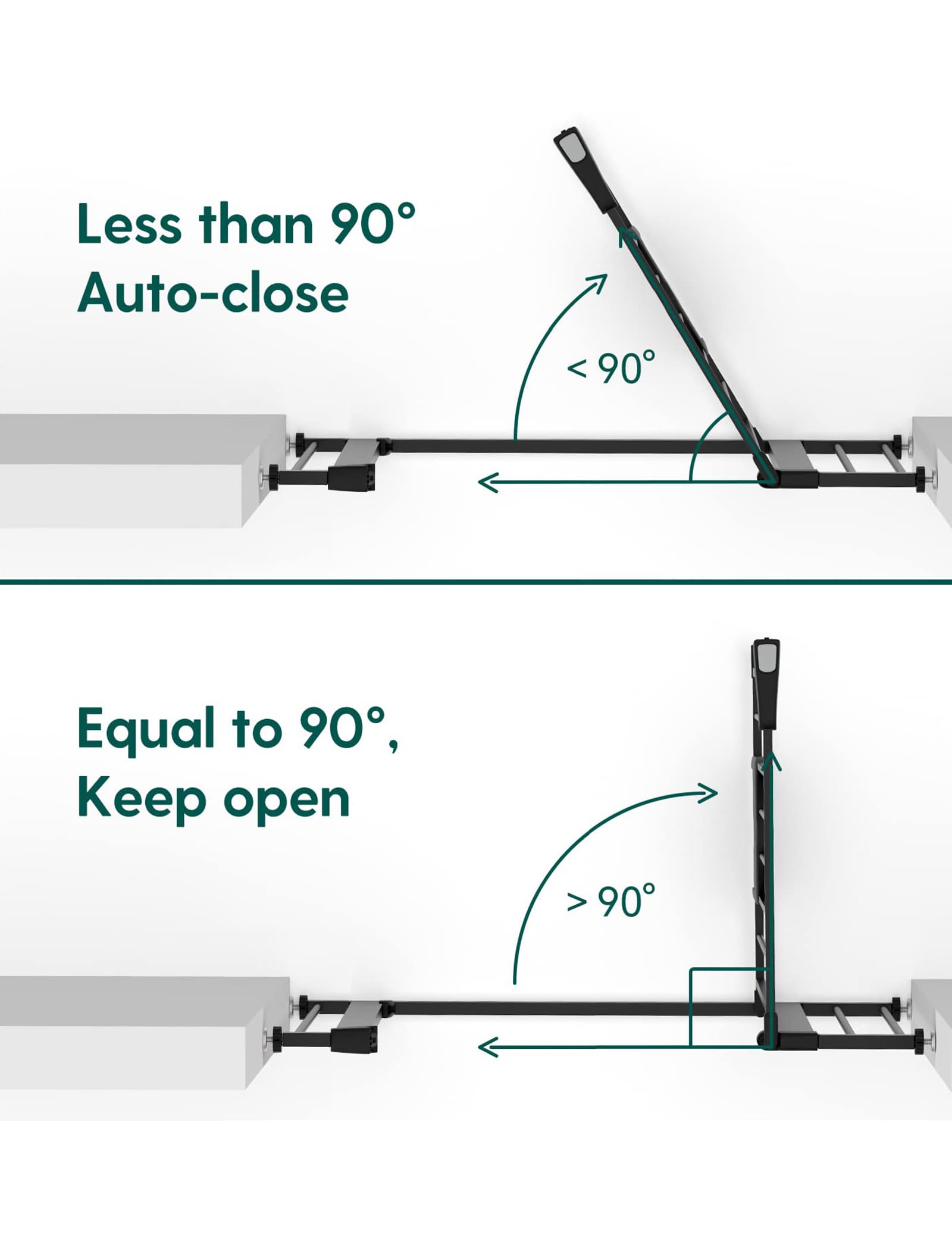 BABELIO auto-close and hold-open function demonstrated on the gate.