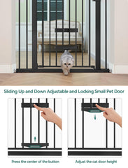 BABELIO baby gate extension kit showing 29 to 40 inch width range in use.