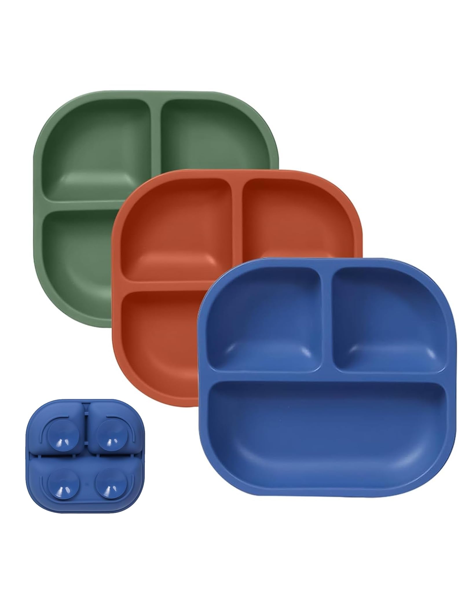 BABELIO powerful suction plate on table with four suction points for mess-free meals