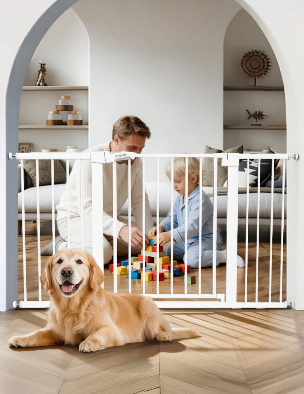Babelio PressGuard P7 gate in full view, ideal for extra-wide openings.