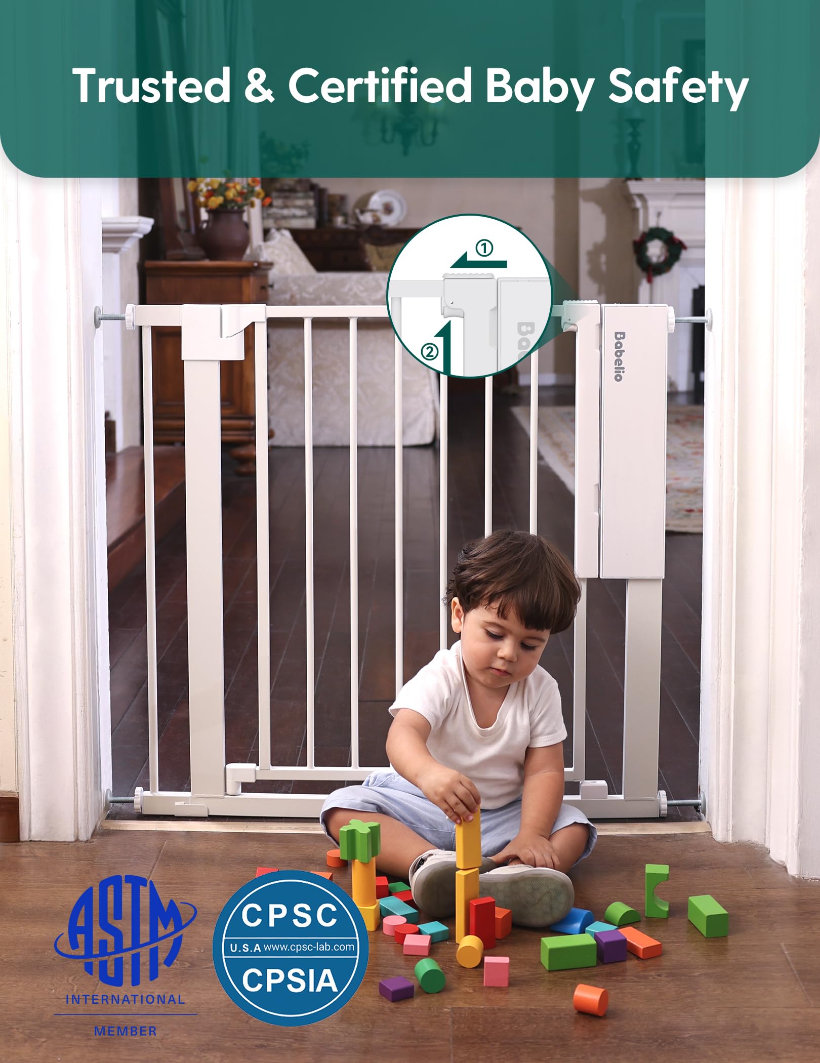 BABELIO Reinforced steel gate conveying durable safety for busy homes