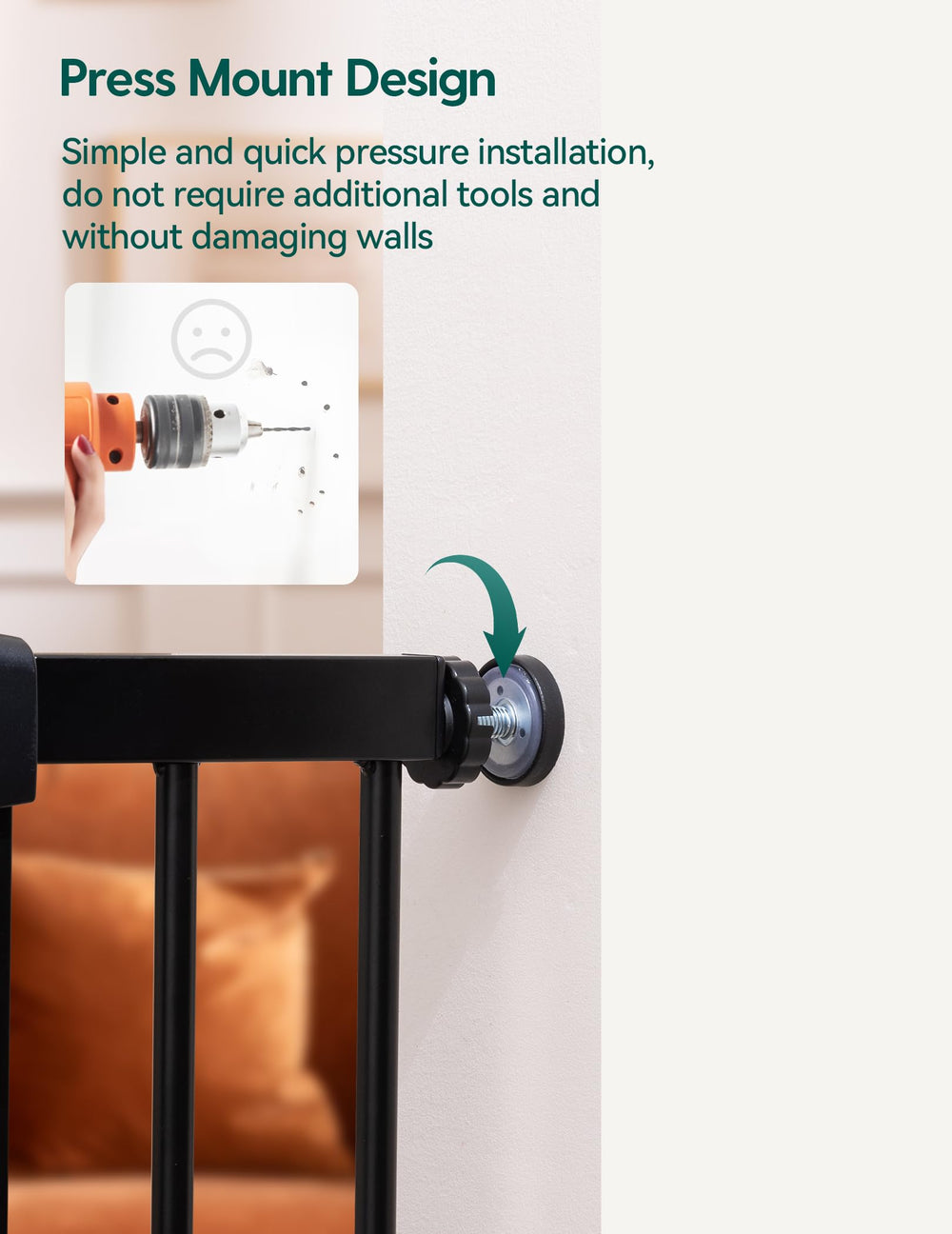 BABELIO stair-safety gate keeps openings secure, supporting busy households.