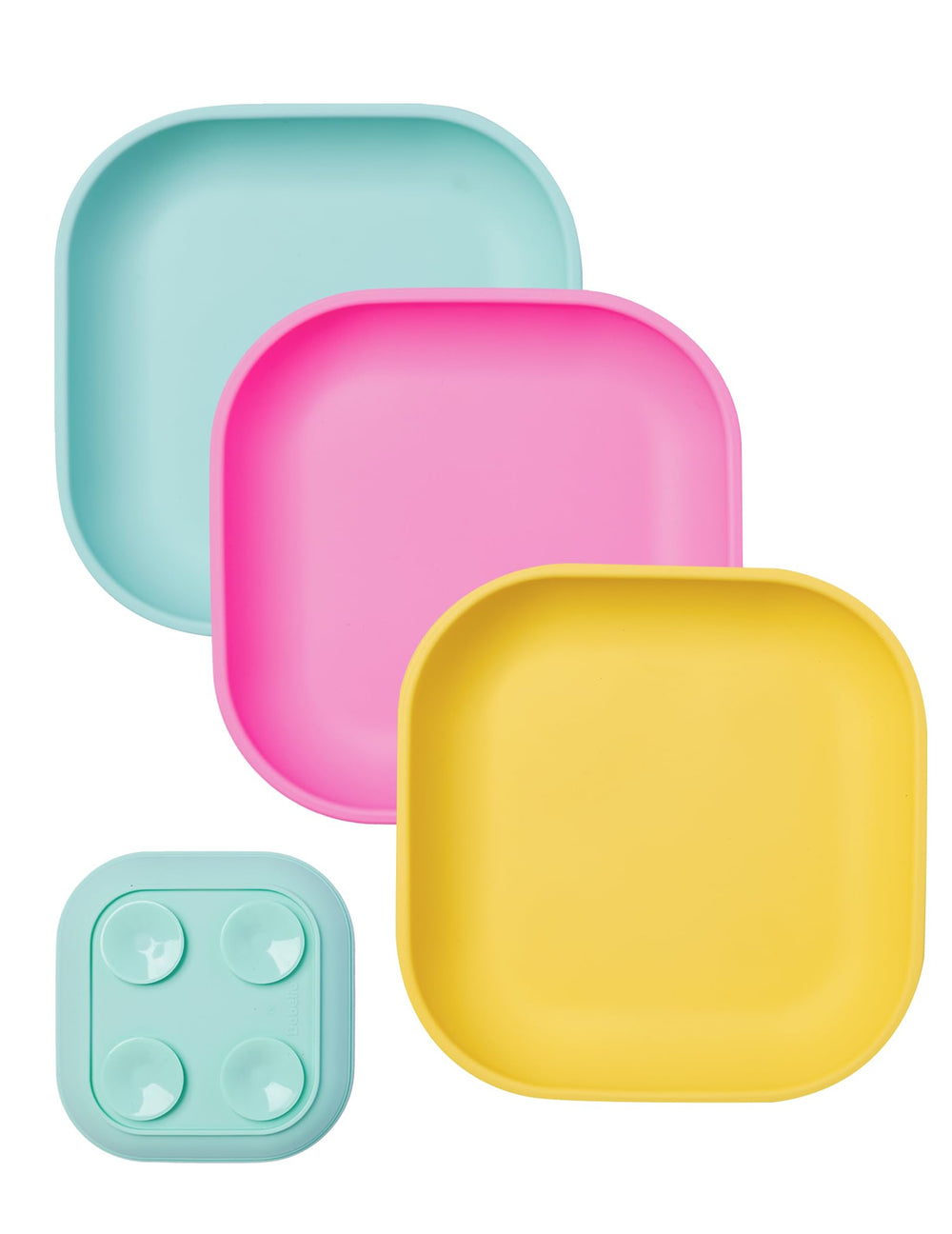 BABELIO suction plates 3-pack on a table for mess-free toddler meals.