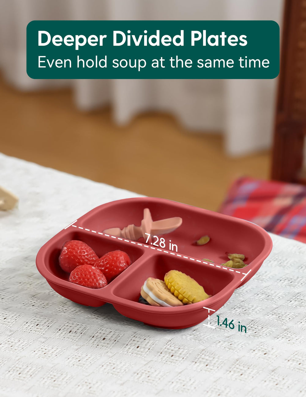 BABELIO toddler mealtime plate on a high chair tray keeps meals within reach.