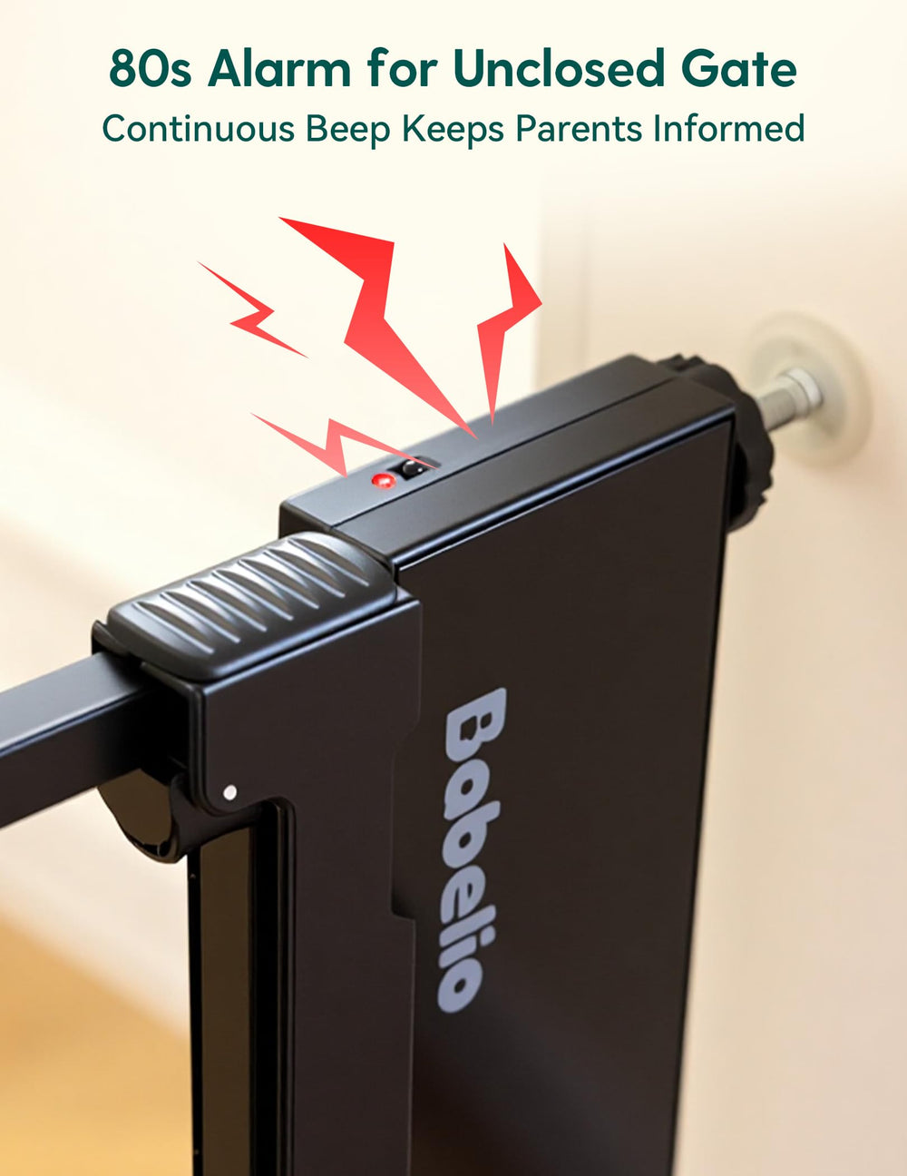 BABELIO tool-free installation illustration emphasizes quick setup without wall holes.