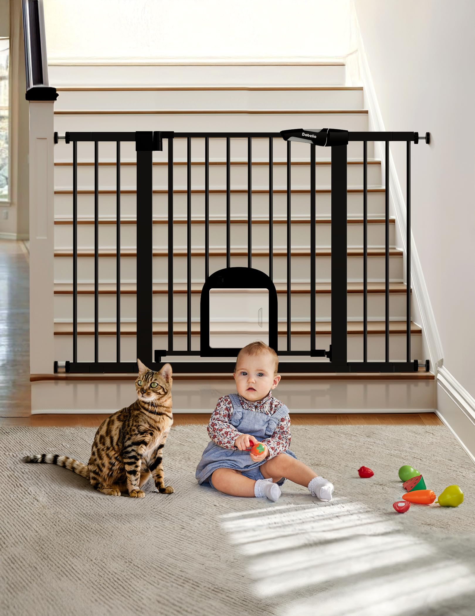 Babelio Upgraded Baby Gate auto-close mechanism helps keep pets contained.