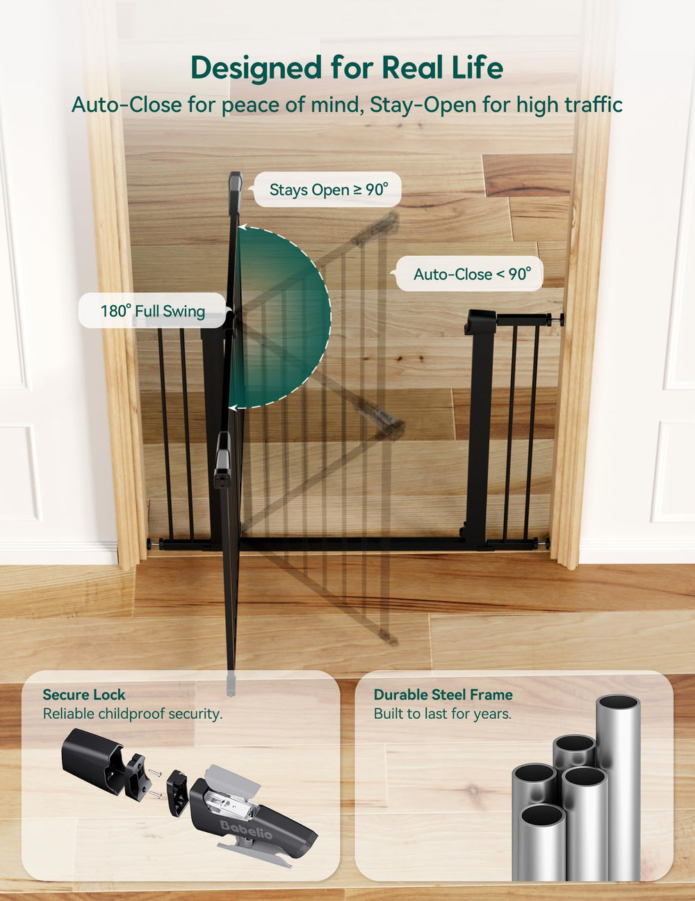 BABELIO wall cup protectors shown to shield walls.