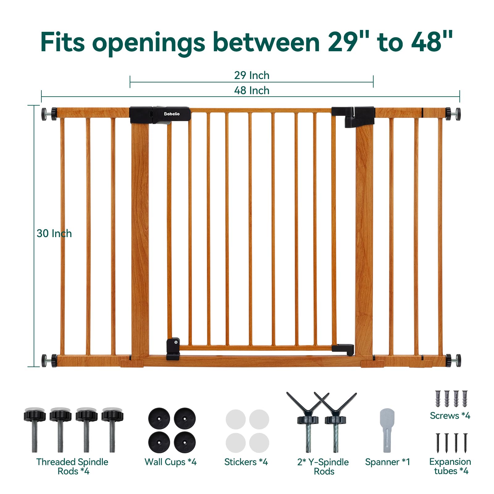 BABELIO wall protectors accompany the gate to prevent marks