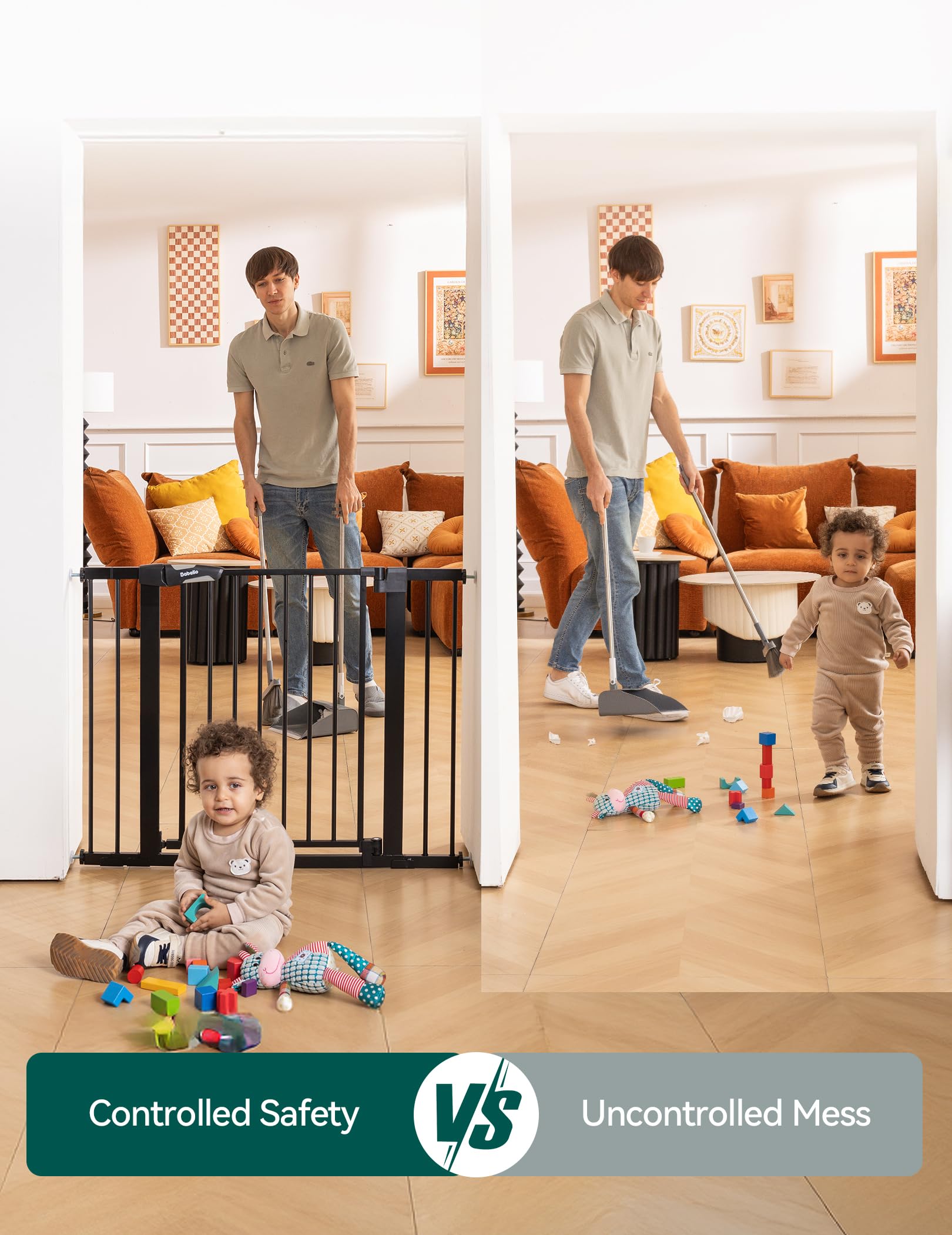 BABELIO width-adjustable design adapts to various openings for flexible room layouts.