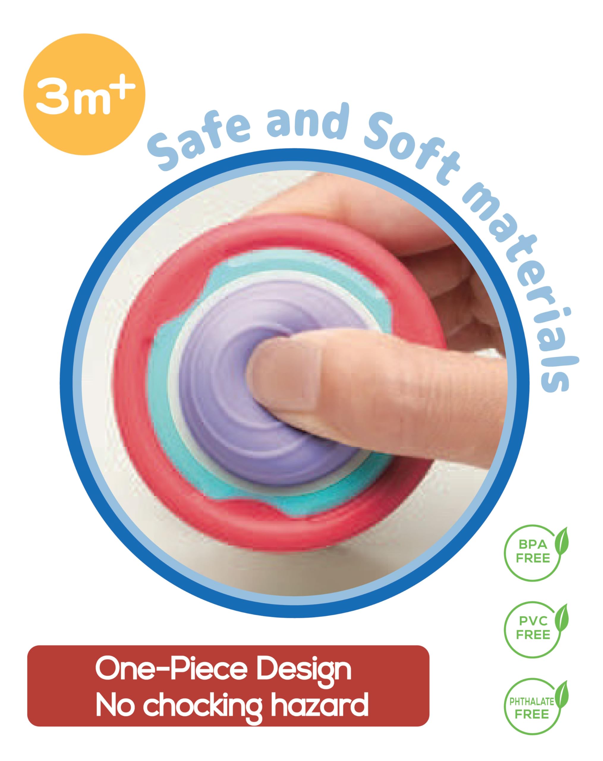BaBeloved teether grip-friendly design supports tiny hands during play.