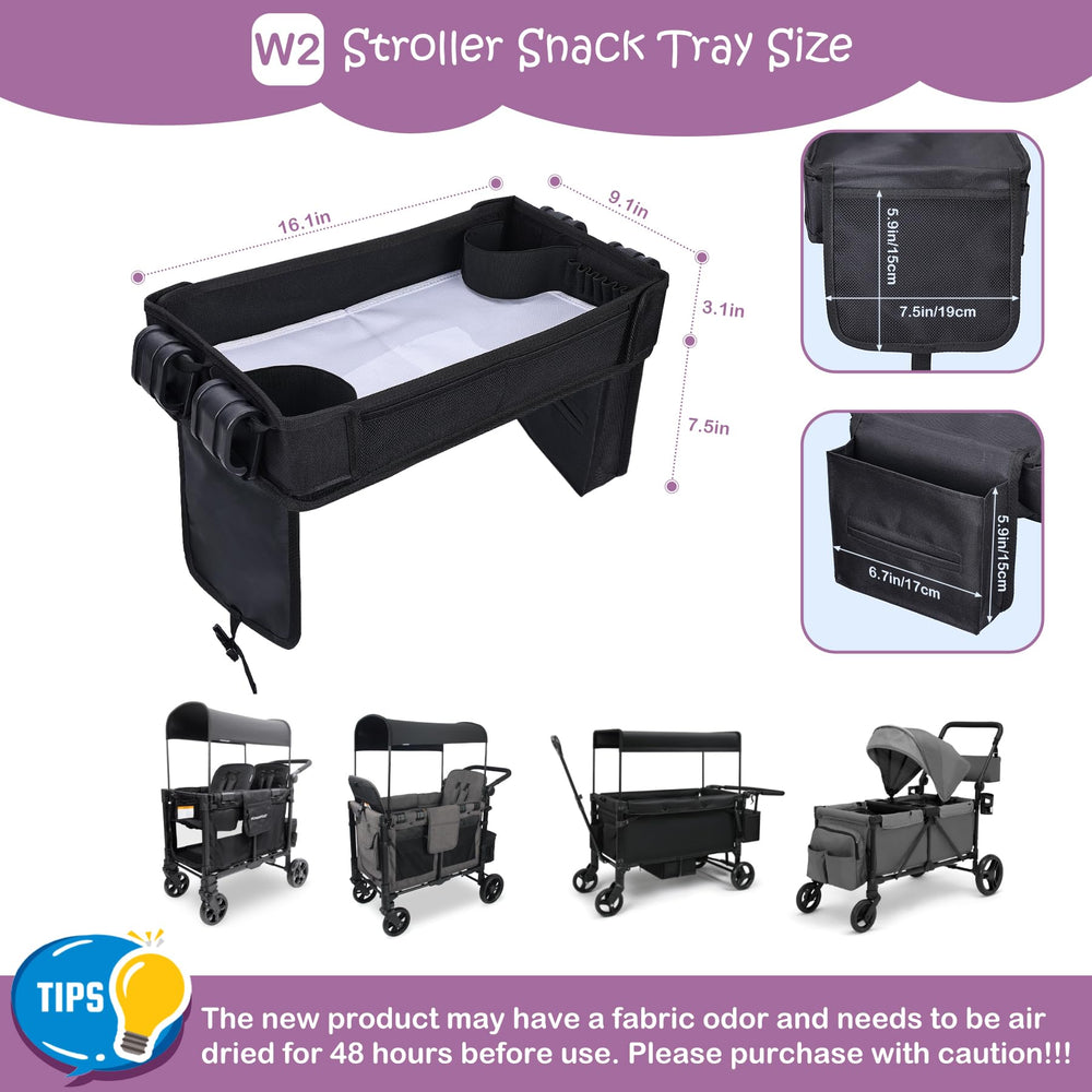 Babenest snack tray includes a mesh storage bag for snacks and toys.