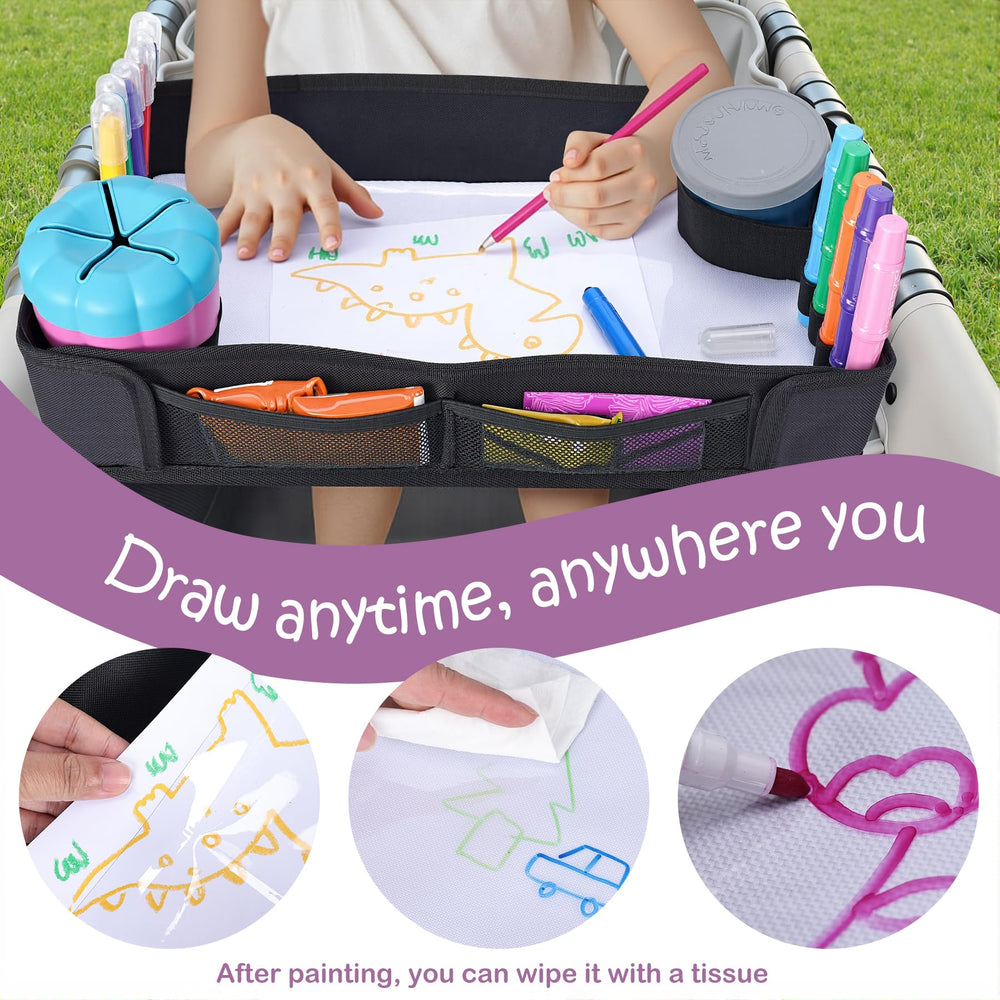 Babenest snack tray features a pen slot for crayons.