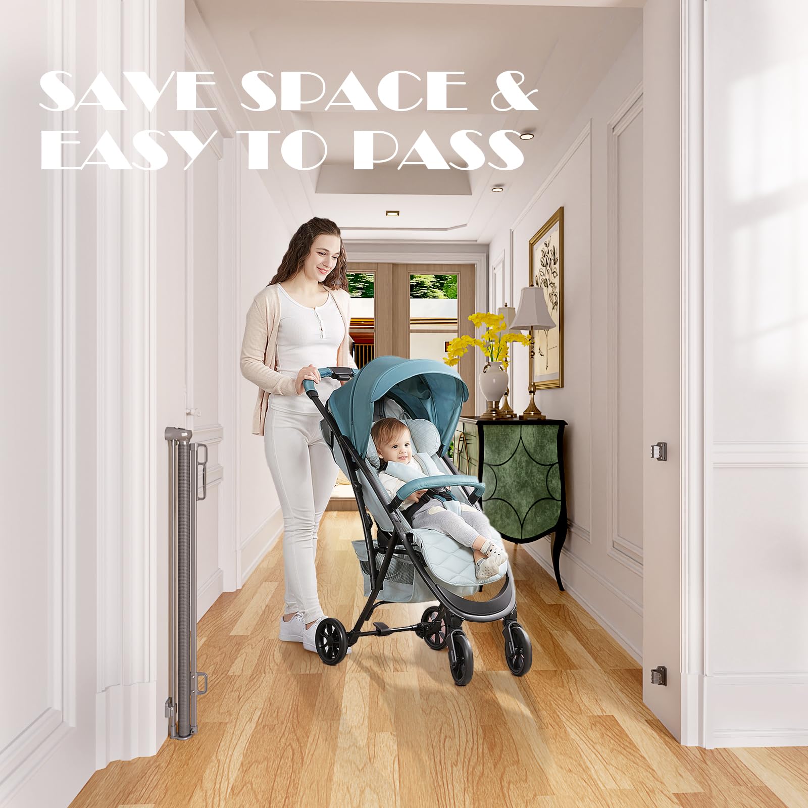 Babepai adjustable lower bracket fits baseboards neatly for fast damage-free setup.