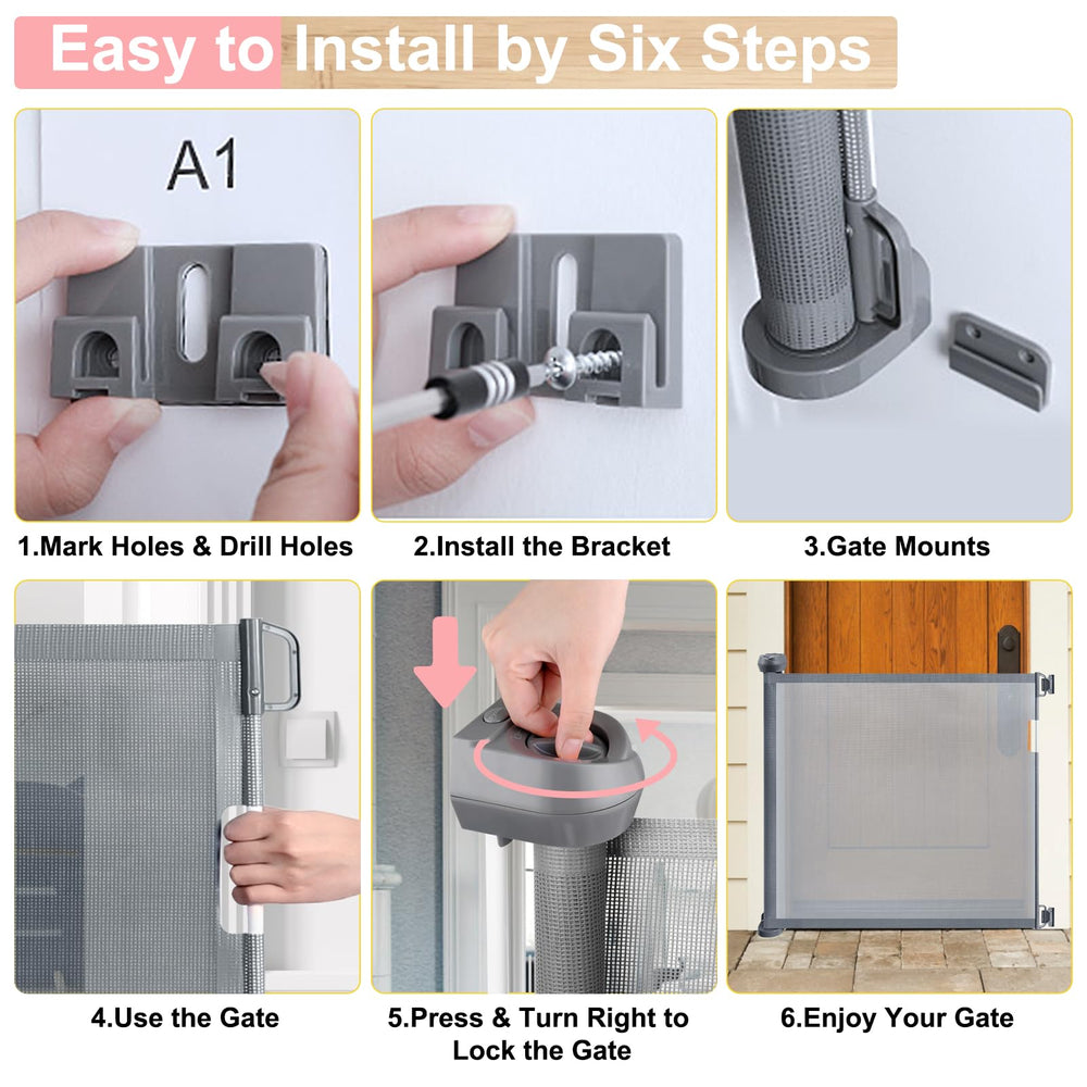 Babepai mesh gate visible for indoor and outdoor use in gray.