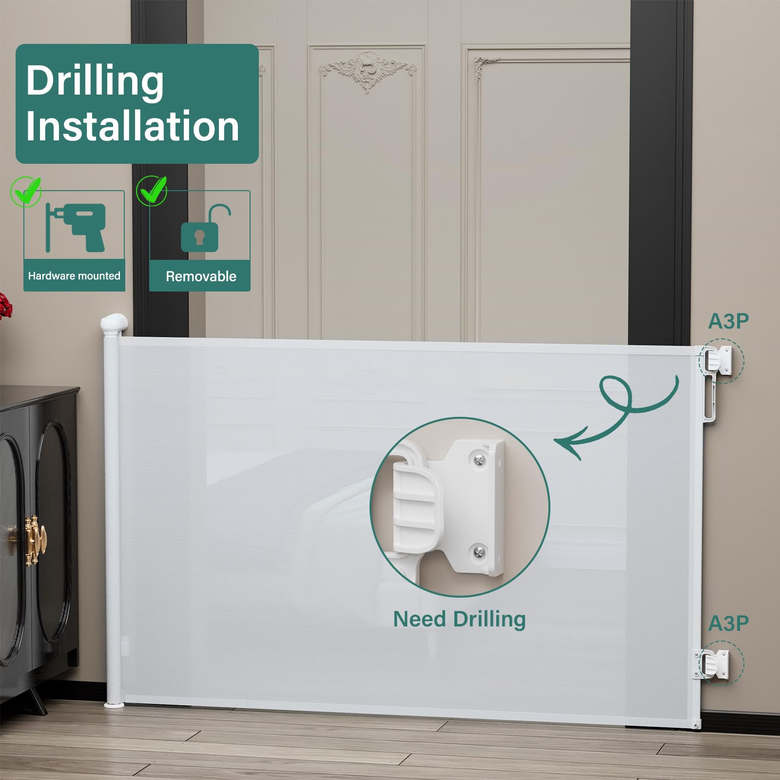 Babepai no bottom rail design reduces tripping hazards in hallways.