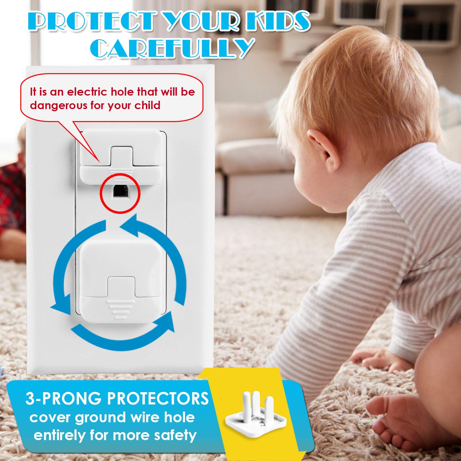Babepai outlet covers 38-pack white closeup highlights smooth edges for safety.