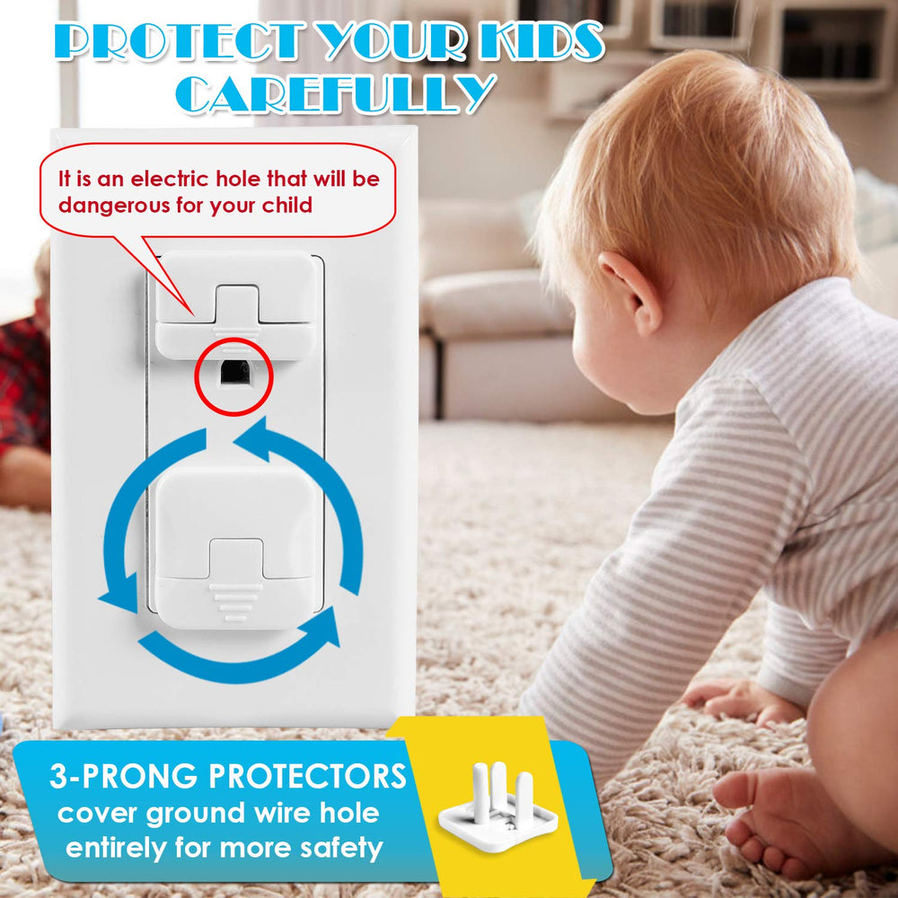 Babepai outlet covers 38-pack white closeup highlights smooth edges for safety.