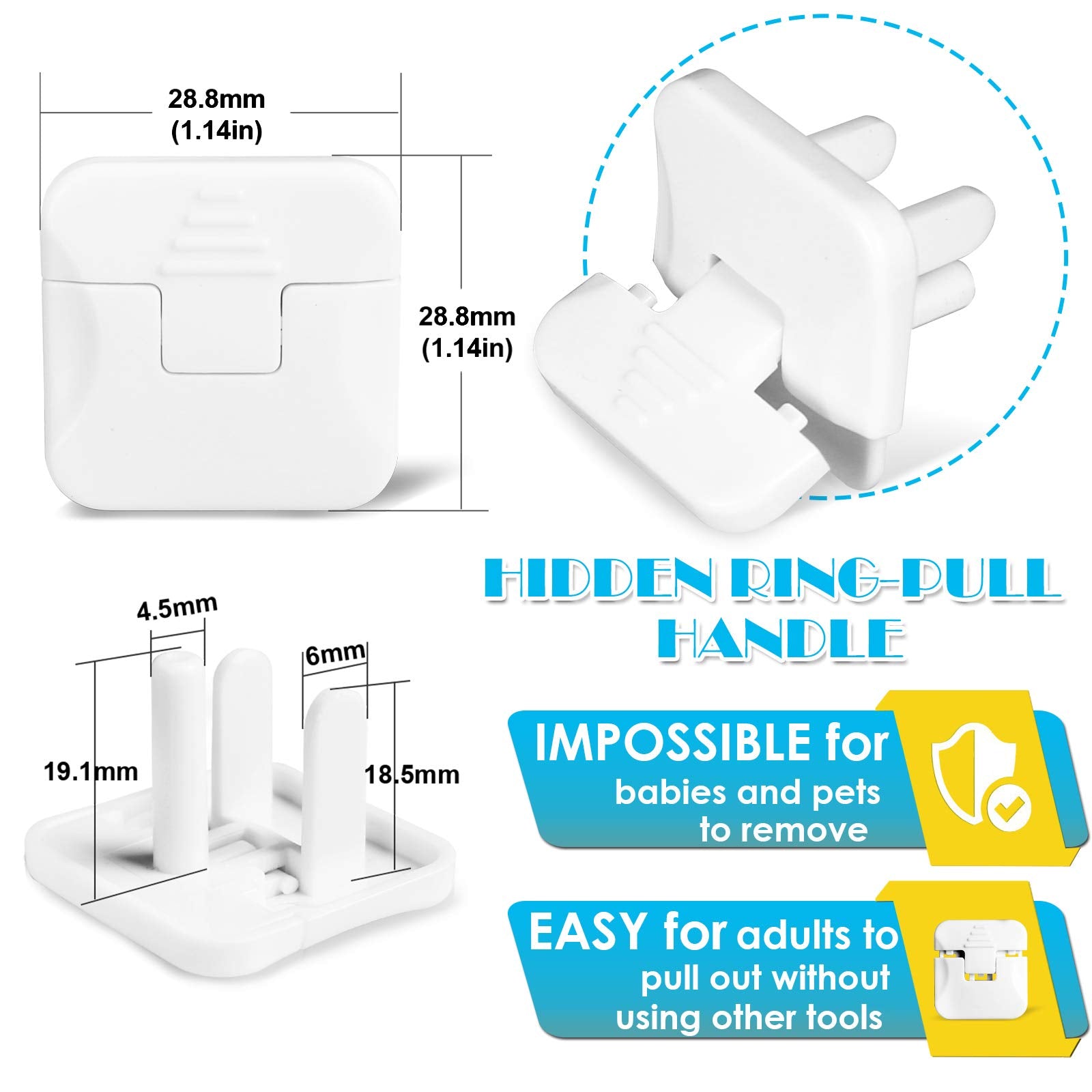 Babepai outlet covers 38-pack white front view shows discreet home integration.