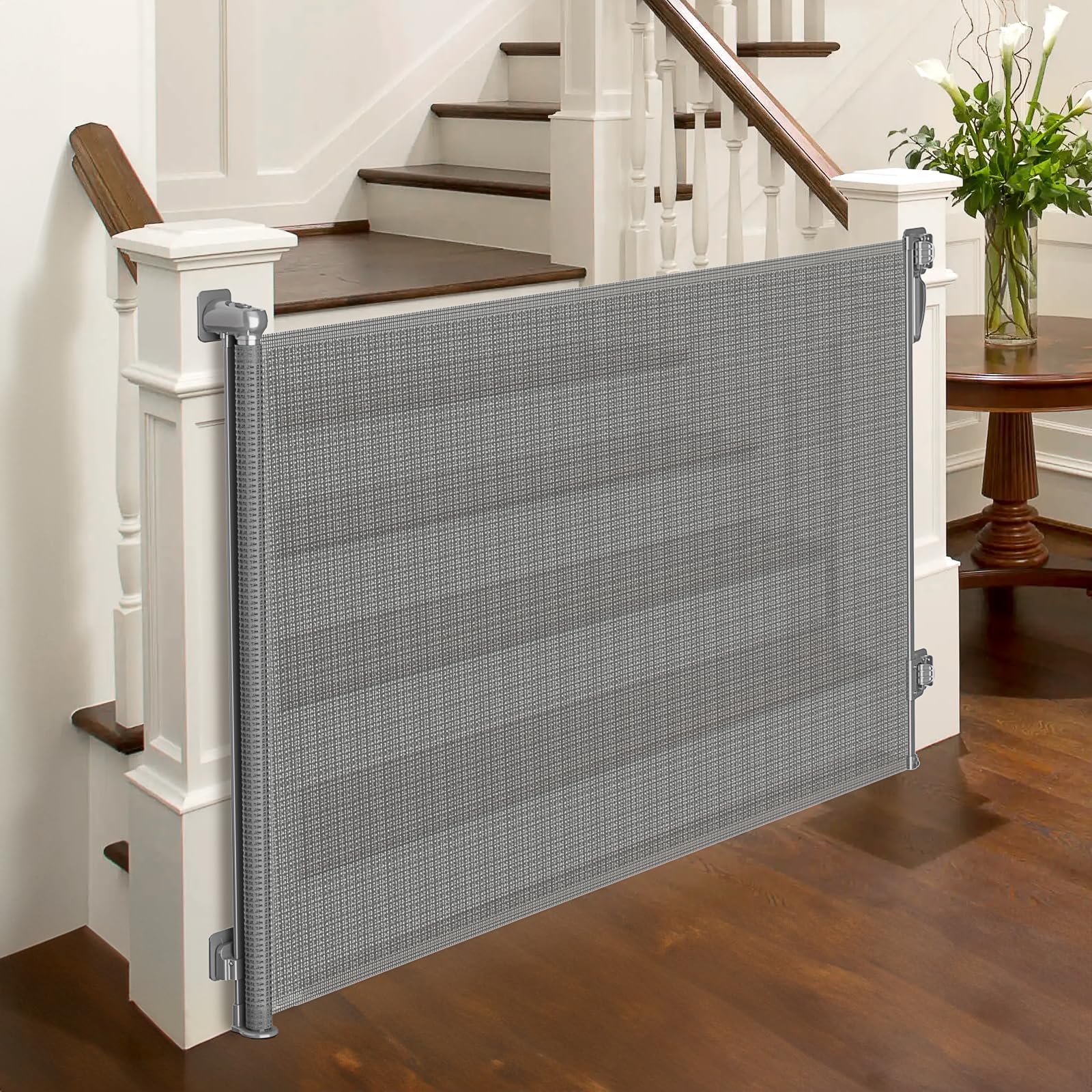 Babepai retractable gate wall-mount on smooth surface for no-drill installation.