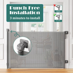 Babepai stair-use gate protecting children from stairs with easy pull.