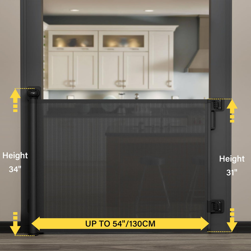 Babepai no-drill gate for doors extends reach to 54 inches for wide openings