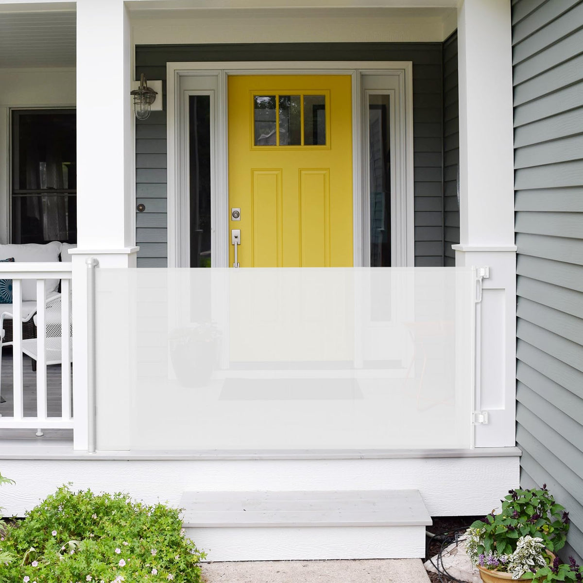 Babepai retractable gate in white for extra-wide openings up to 72 inches.