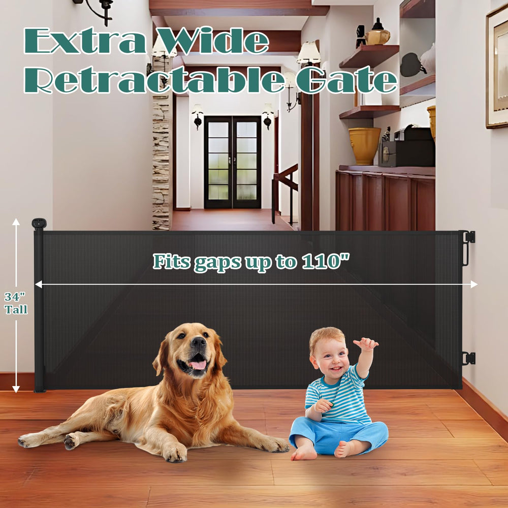 Babepai retractable gate installed outdoors on stairs, convenient for trips and outdoor spaces.