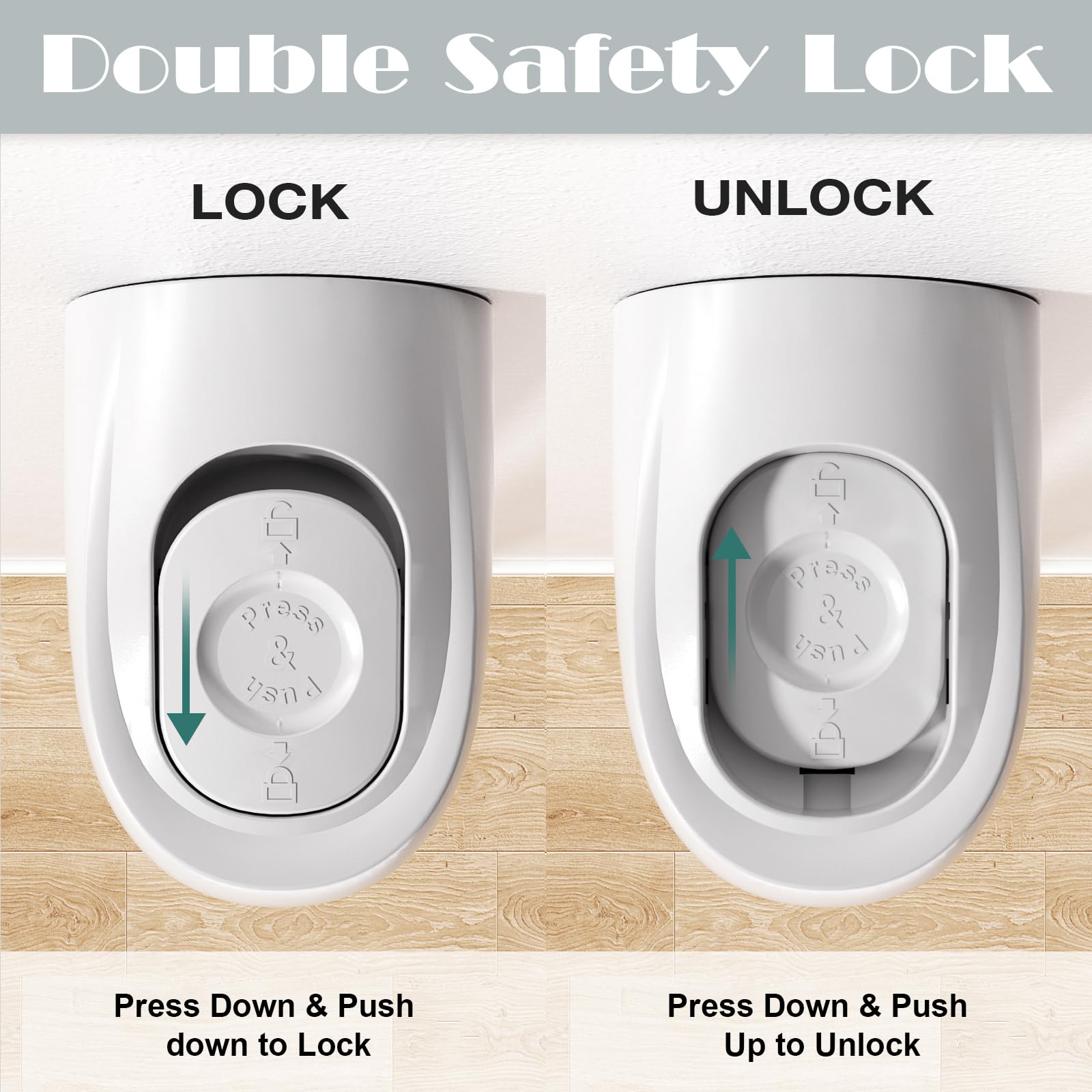 Babepai stairs gate features double safety lock for secure access control.
