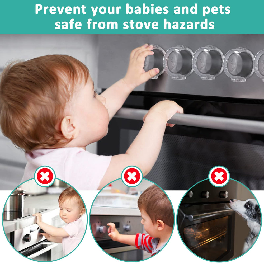 Babepai knob covers installed on stove illustrate universal fit