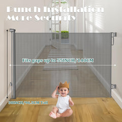 Babepai tall retractable gate 38in height safely shields stairs for curious toddlers.