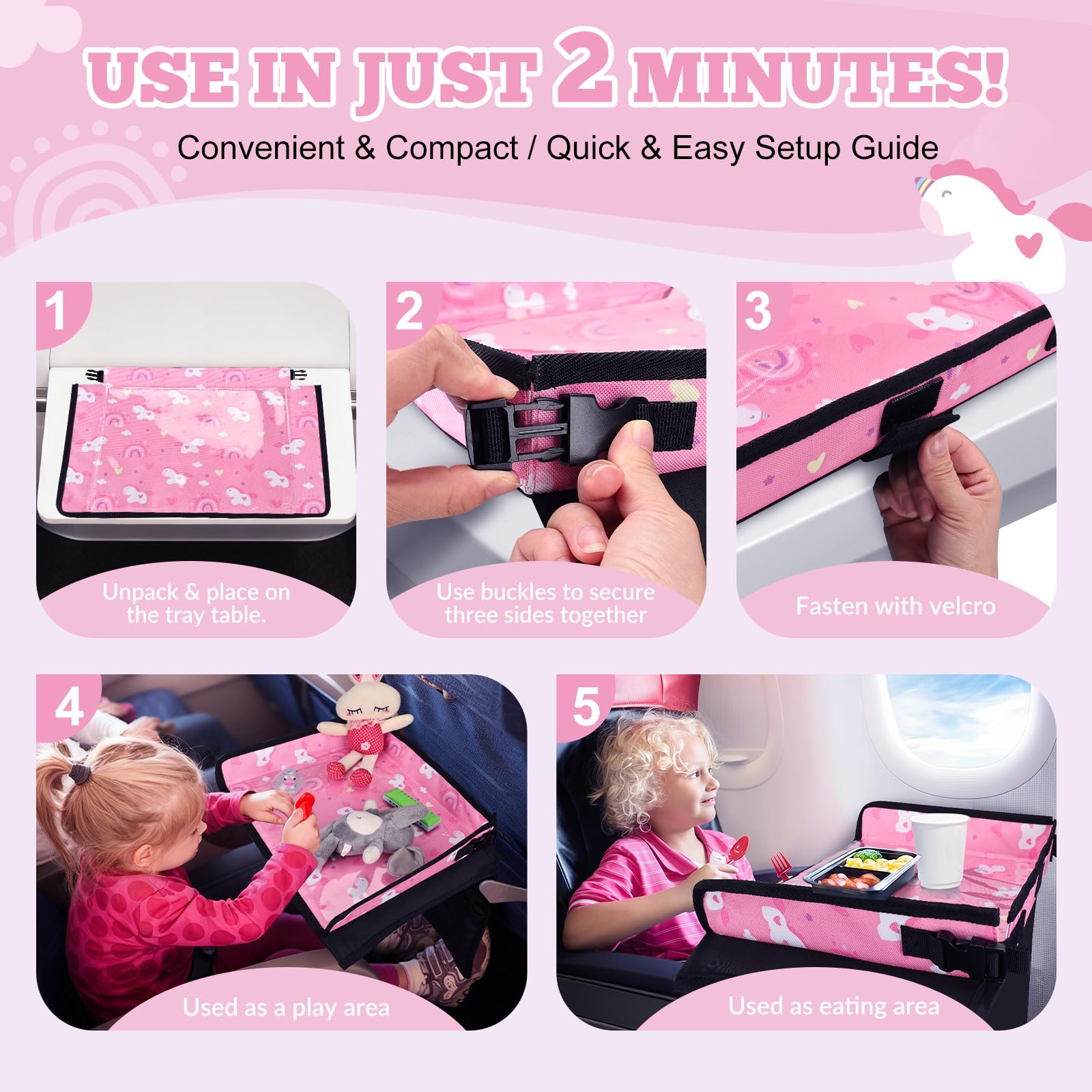 Babepets black meteor tray cover demonstrates durable design for busy toddlers on planes