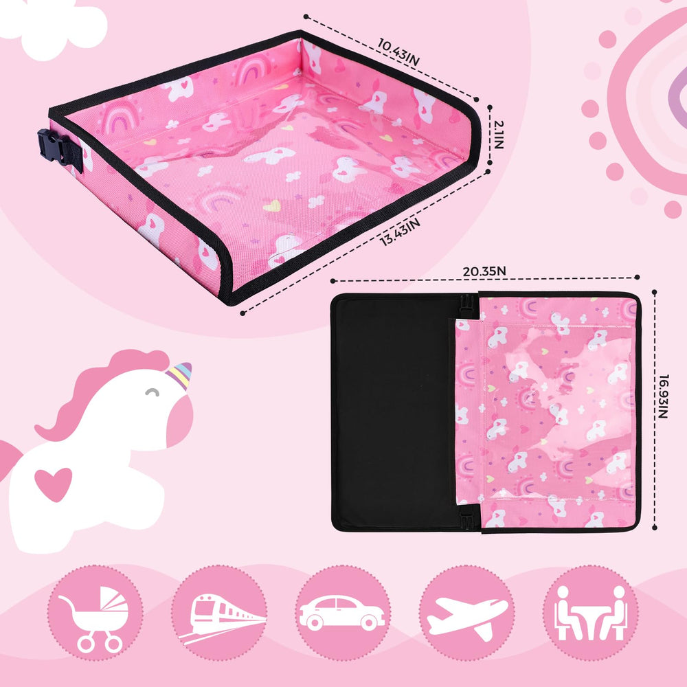 Babepets blue ocean tray cover shows soothing pattern for kids during travel meals