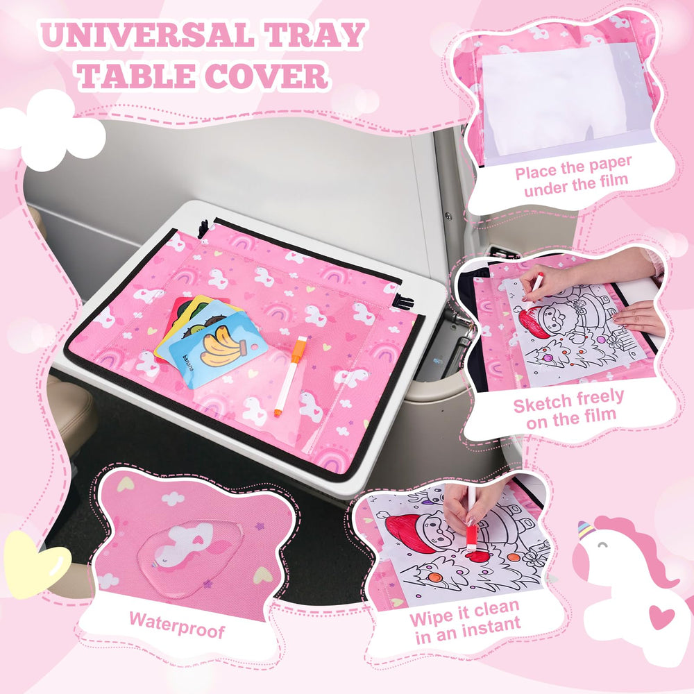 Babepets purple butterfly tray cover adds color and helps organize toys and snacks in car rides