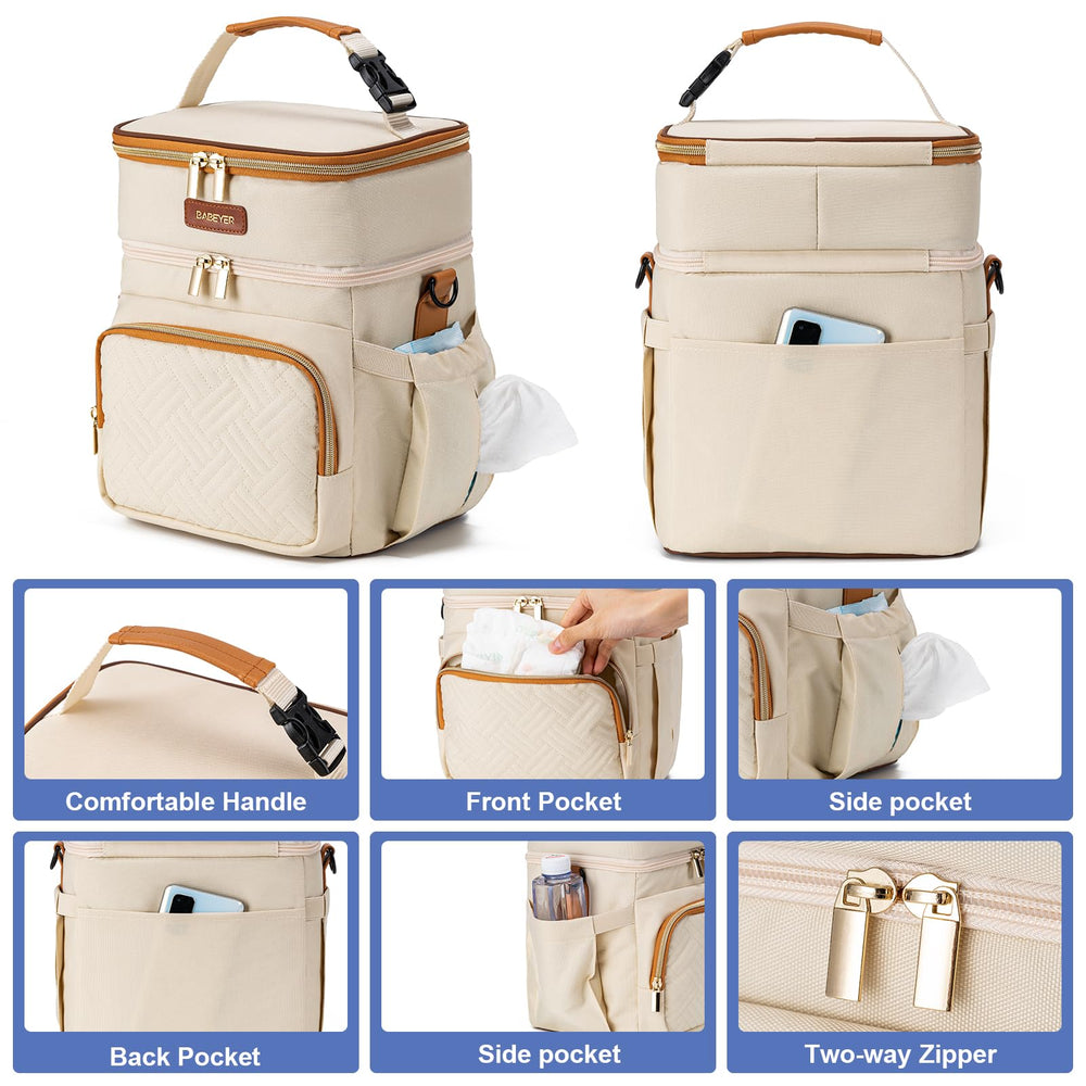 BABEYER adjustable shoulder strap offers hands-free carrying.