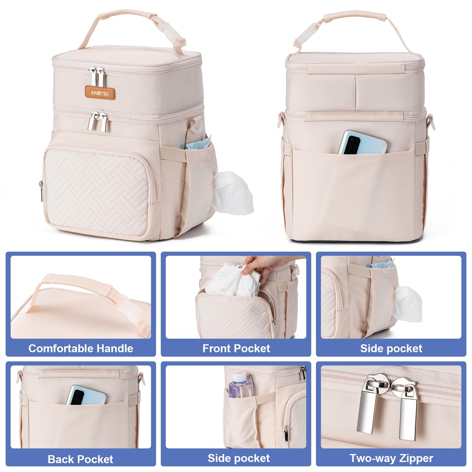 BABEYER adjustable strap keeps hands free during travel and daycare runs