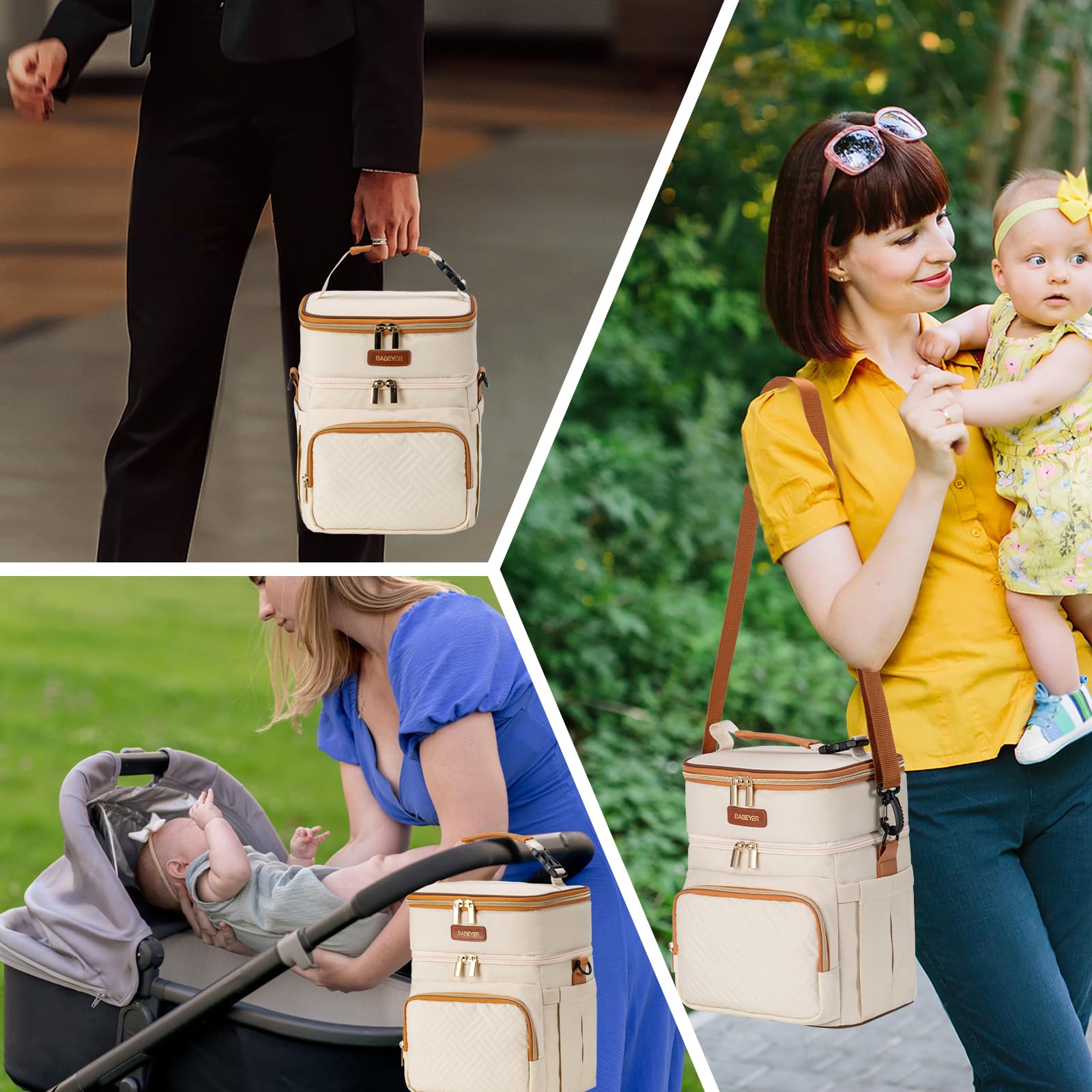 BABEYER back pocket provides quick access to wipes or keys on busy days.