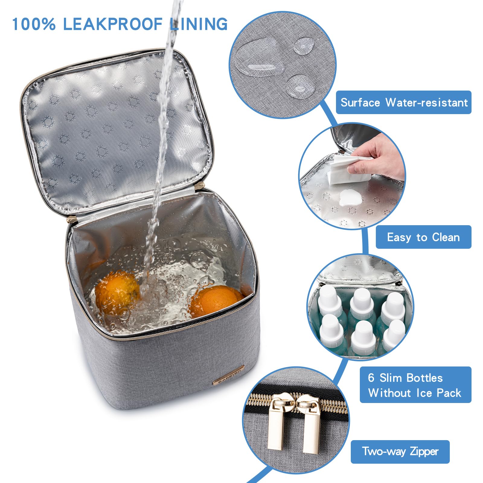 BABEYER bottle-compartment bag keeps four bottles neatly organized for daycare.