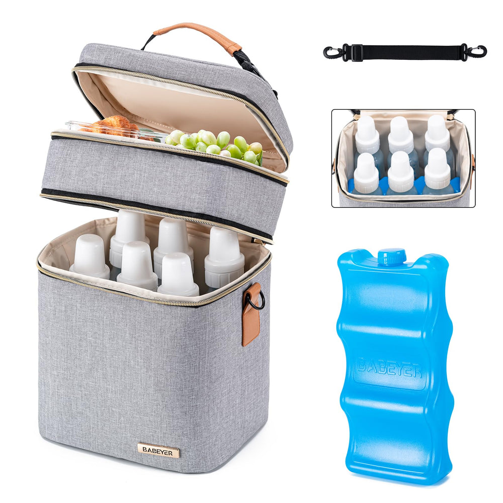 BABEYER Breastmilk Cooler Bag exterior in grey for on-the-go feeding
