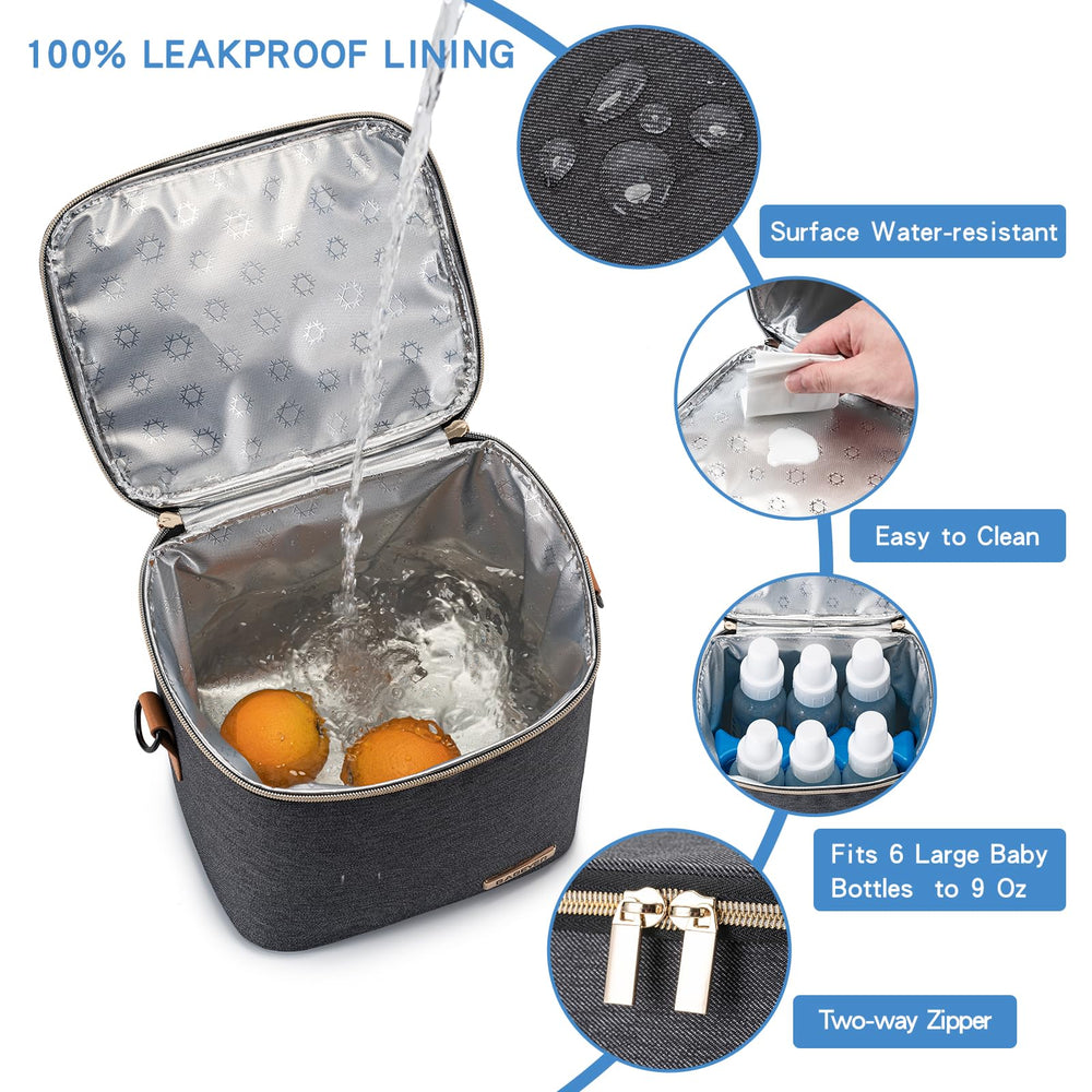 BABEYER breastmilk cooler bag attached to a stroller for hands free transport