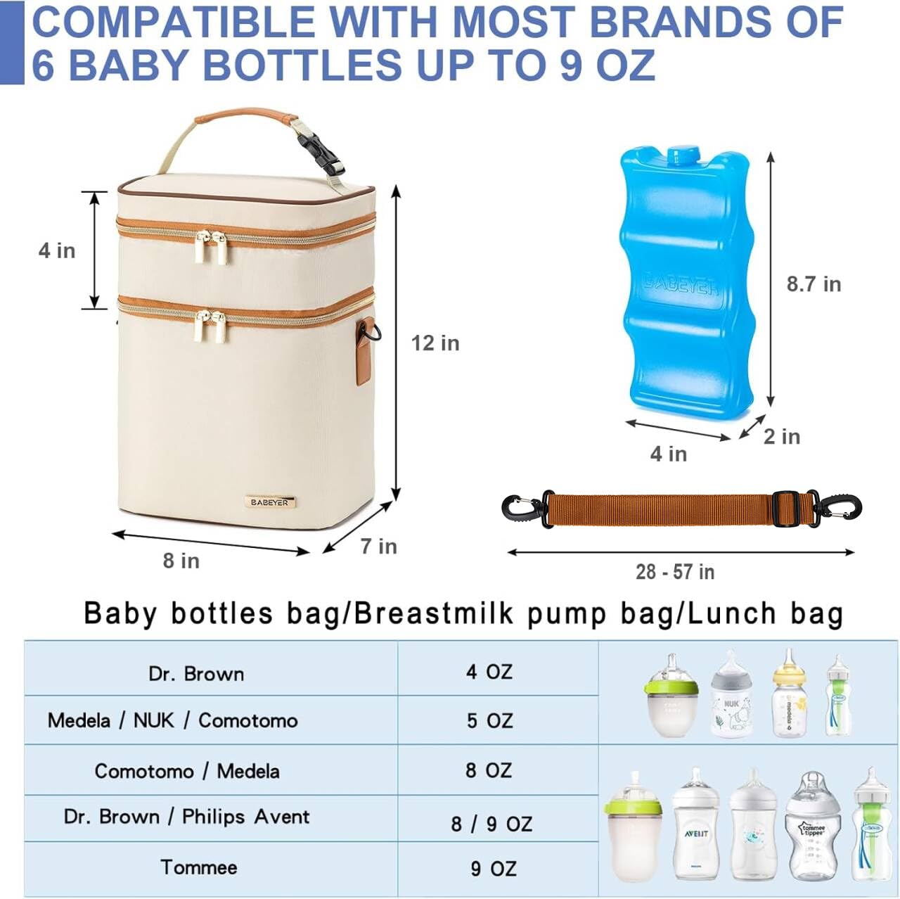 BABEYER waterproof interior protects against leaks on the go