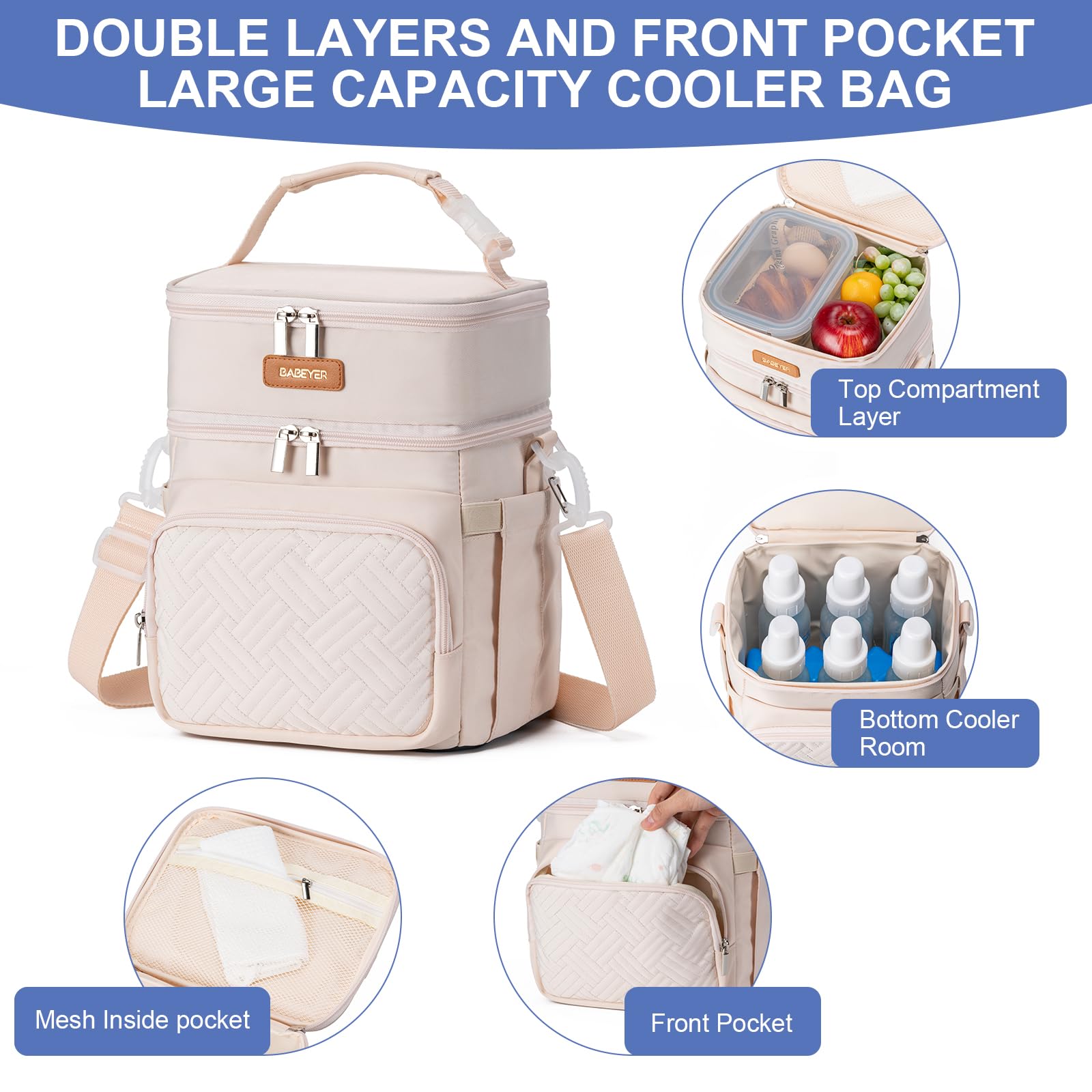 BABEYER breastmilk cooler with reusable ice pack provides up to eight hours of cooling