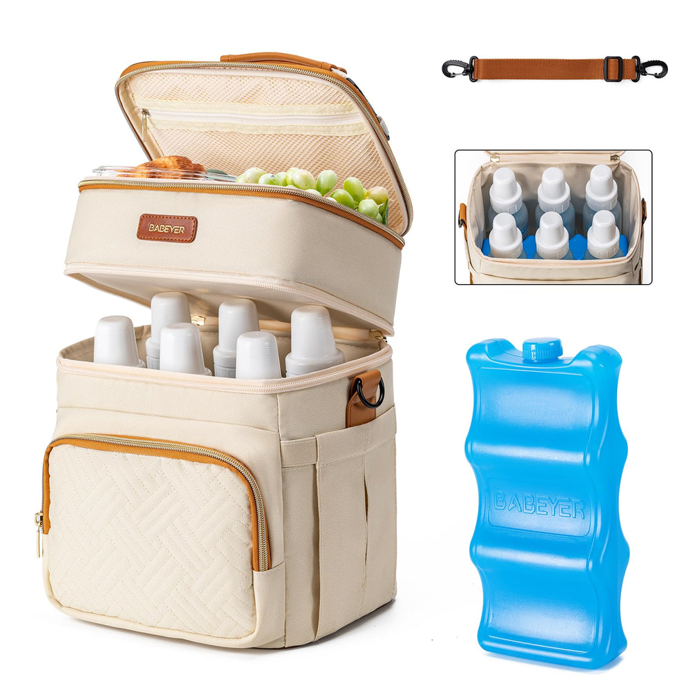 BABEYER insulated cooler bag holding six 9oz bottles for on-the-go freshness.