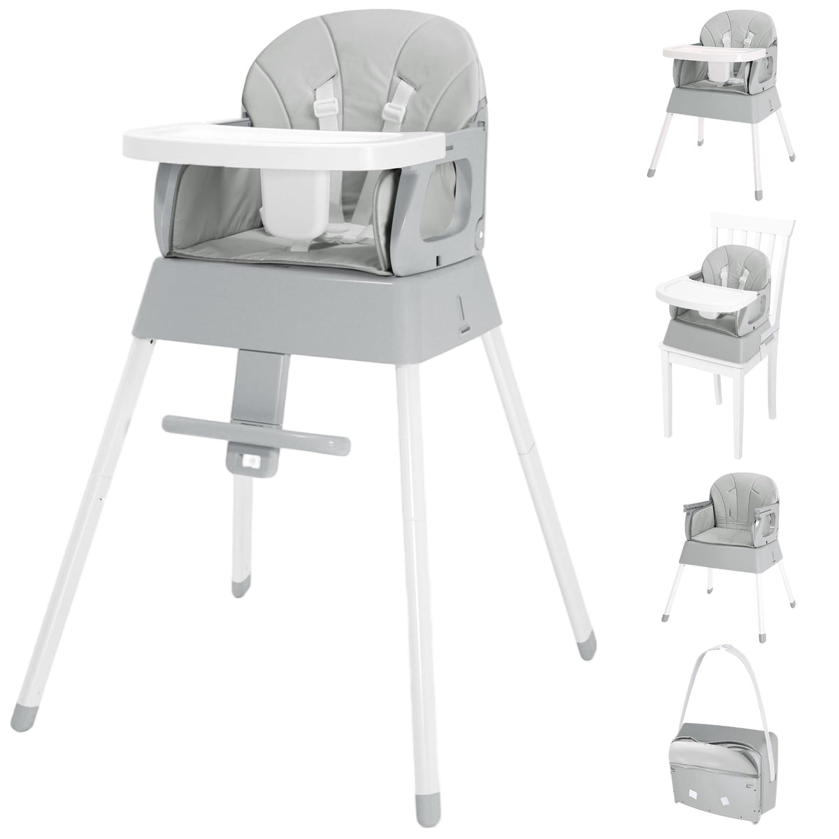 BABHAMNESS 5-in-1 foldable high chair setup for versatile mealtimes.
