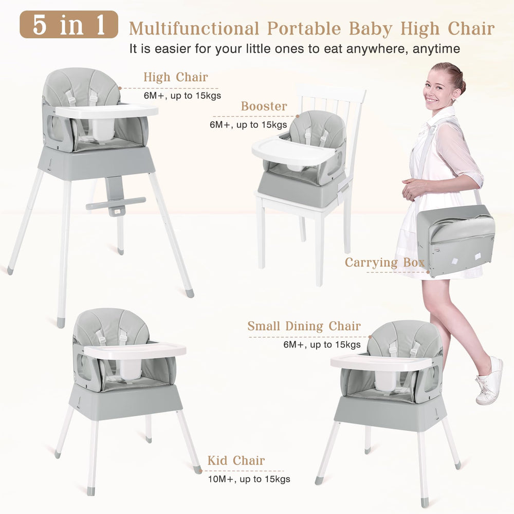 Removable tray on BABHAMNESS high chair for easy cleaning.